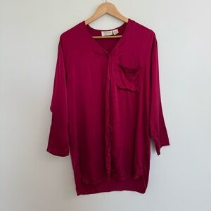 VTG Victoria’s Secret Gold Label Red Silk Sleep Shirt Size SP